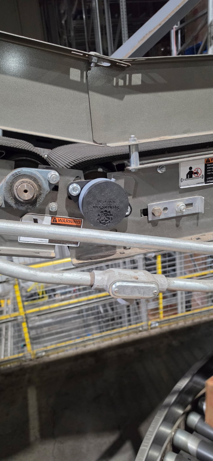 SynthoPrint bearing safety cover installed on conveyor